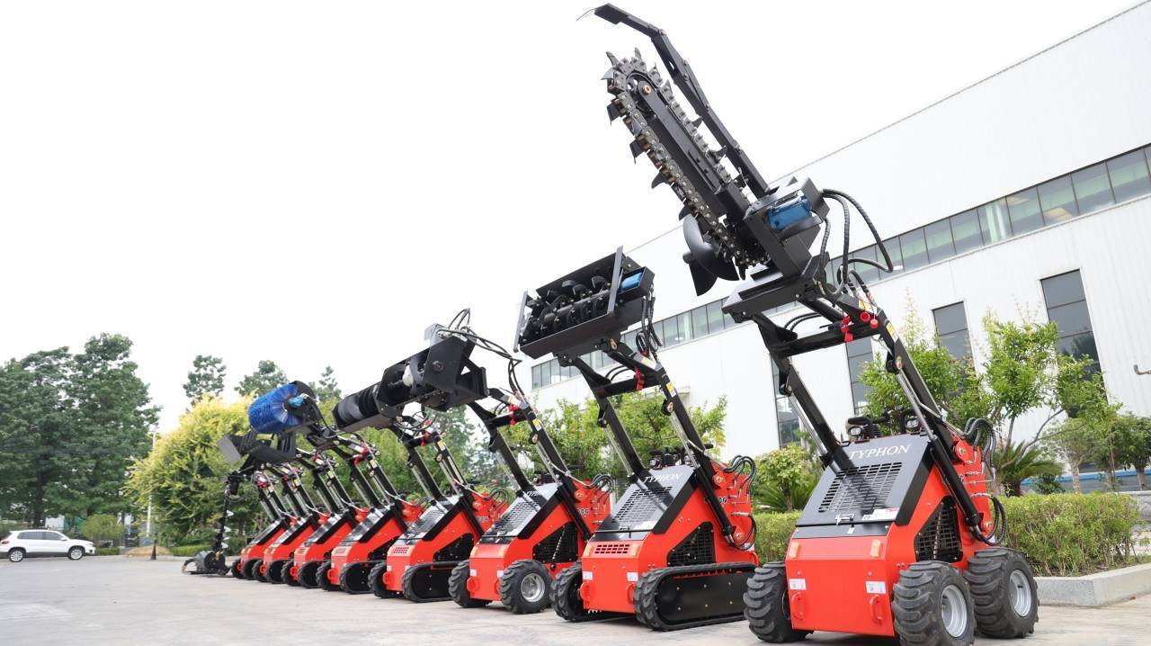 A paarde of skid steer loaders