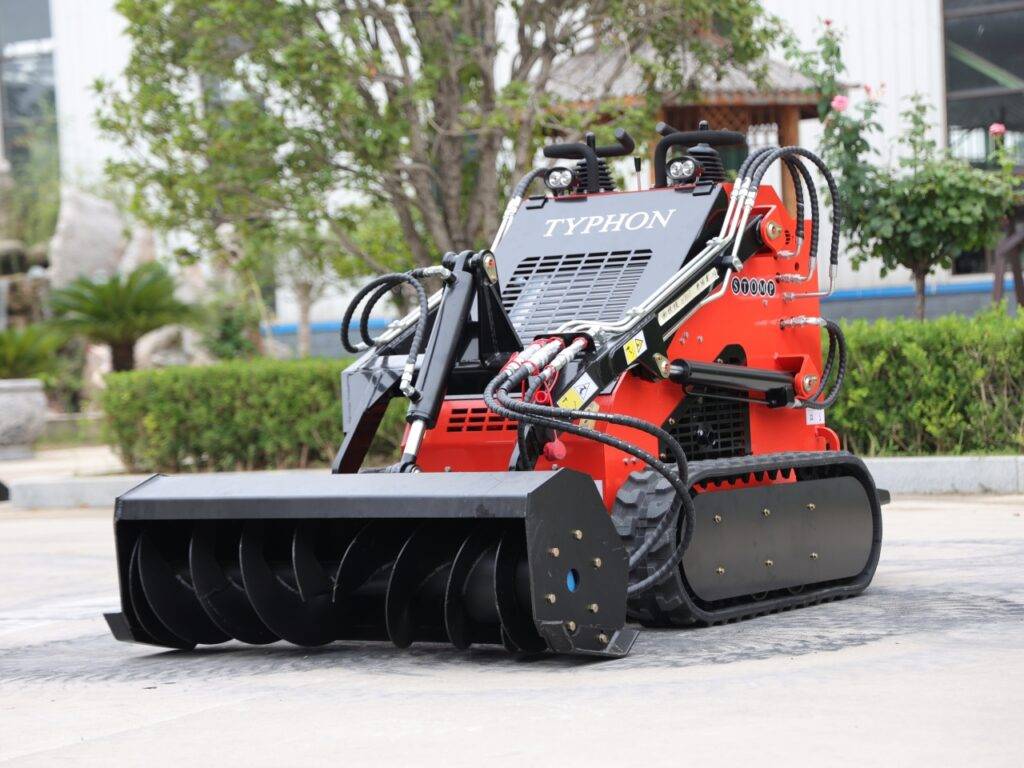 A TYPHON skid steer trench filler attachment is designed to fill in trenches or ditches created previously.