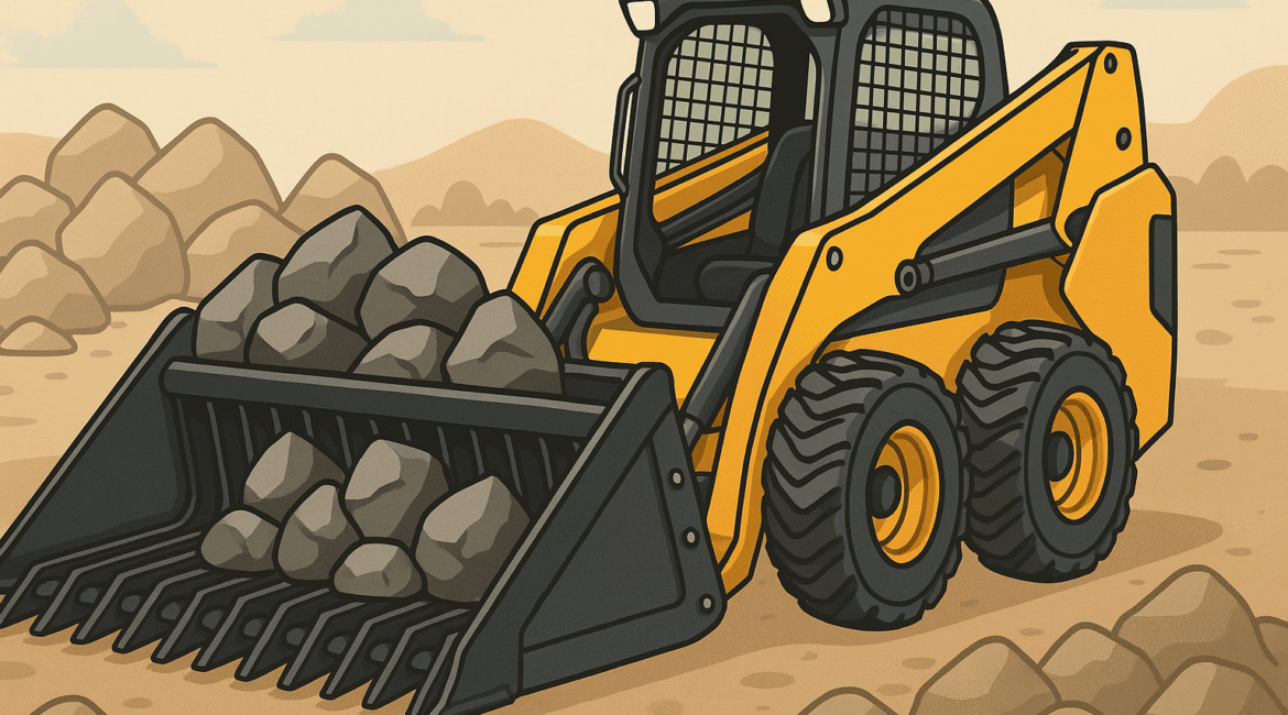 Mini Rock Bucket Attachment for Skid Steers