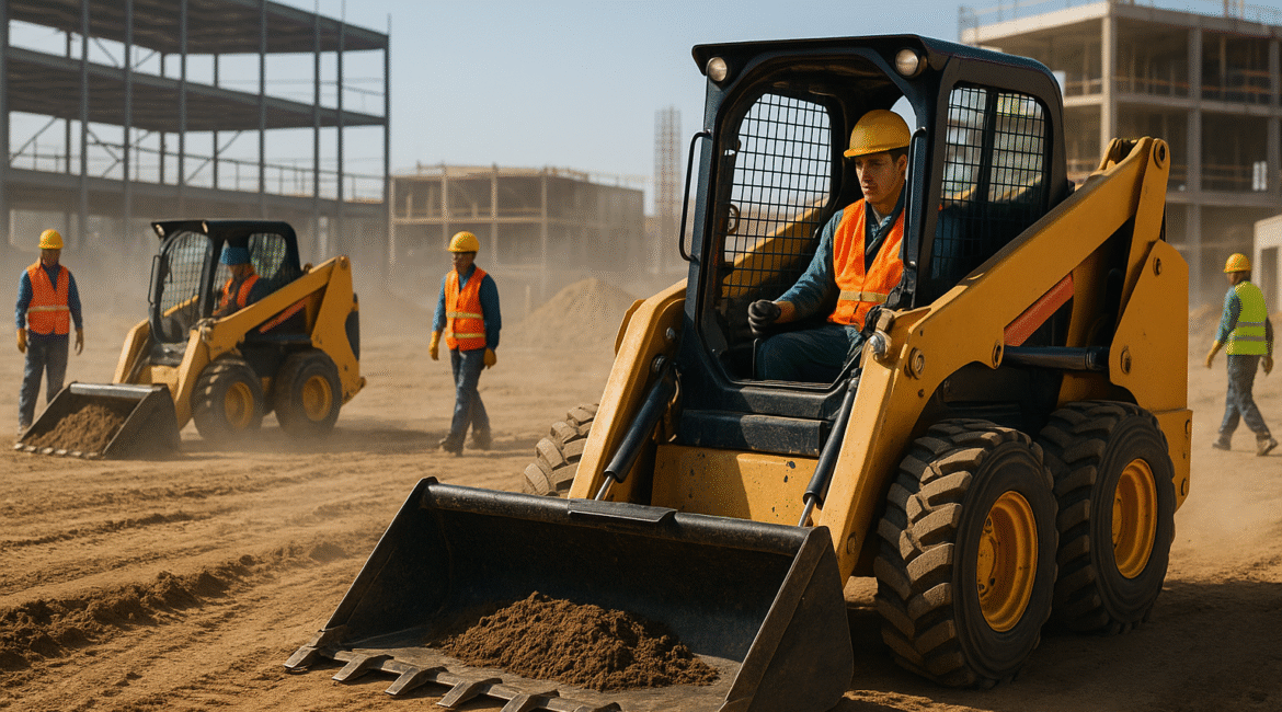 Active Construction Site with Skid-Steer Loaders - SkidSteer.0nline skid steer