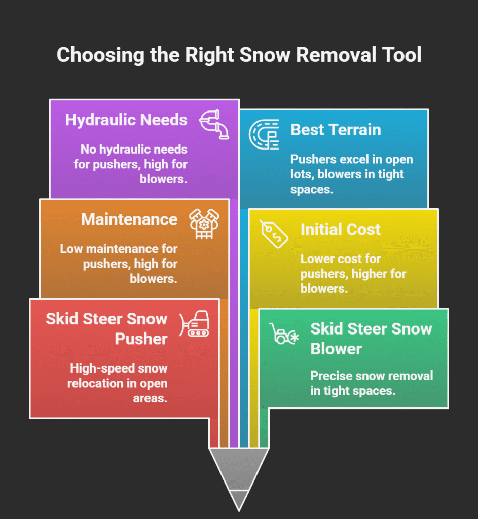 Skid Steer Snow Pusher vs Snow Blower - SkidSteer.0nline Skid Steer Snow Pusher vs. Snow Blower
