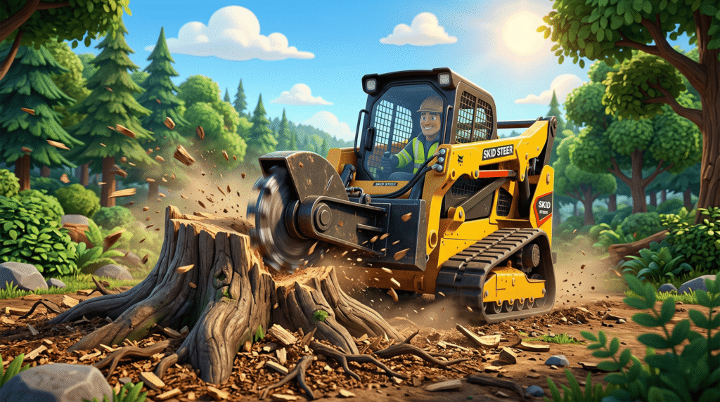 skid steer stump removal for stump grinder